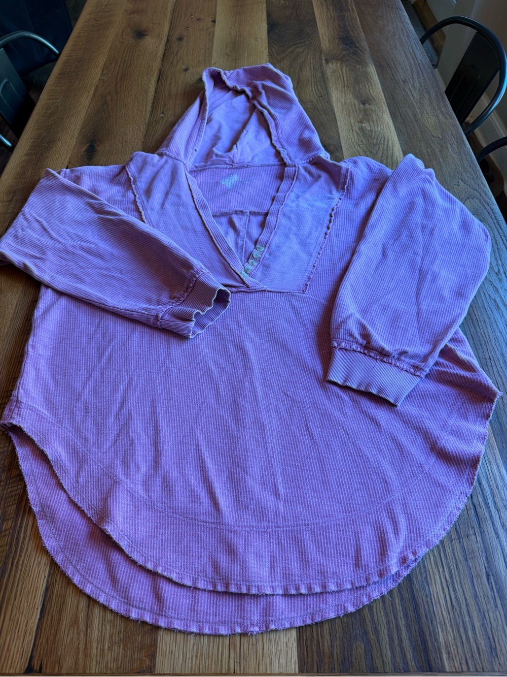 Pilcro Pink Hooded Waffle Knit Pullover
